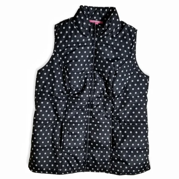 Woman Within Polkadot Black and White Warm Vest Woman Size M - Picture 6 of 8